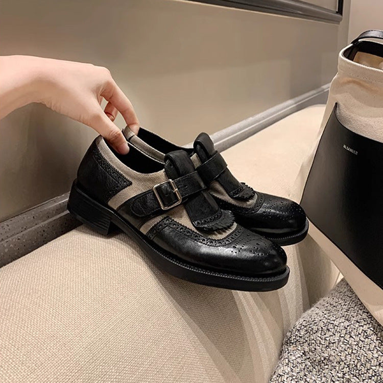 Women's Platform Washed Horse Pattern British Style Women's Shoes