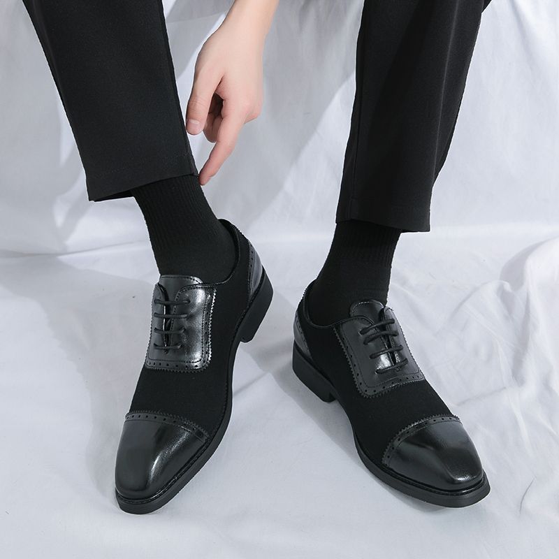Men's Wear Pointed Oxford Increased Thin Brown Men's Casual Leather Shoes