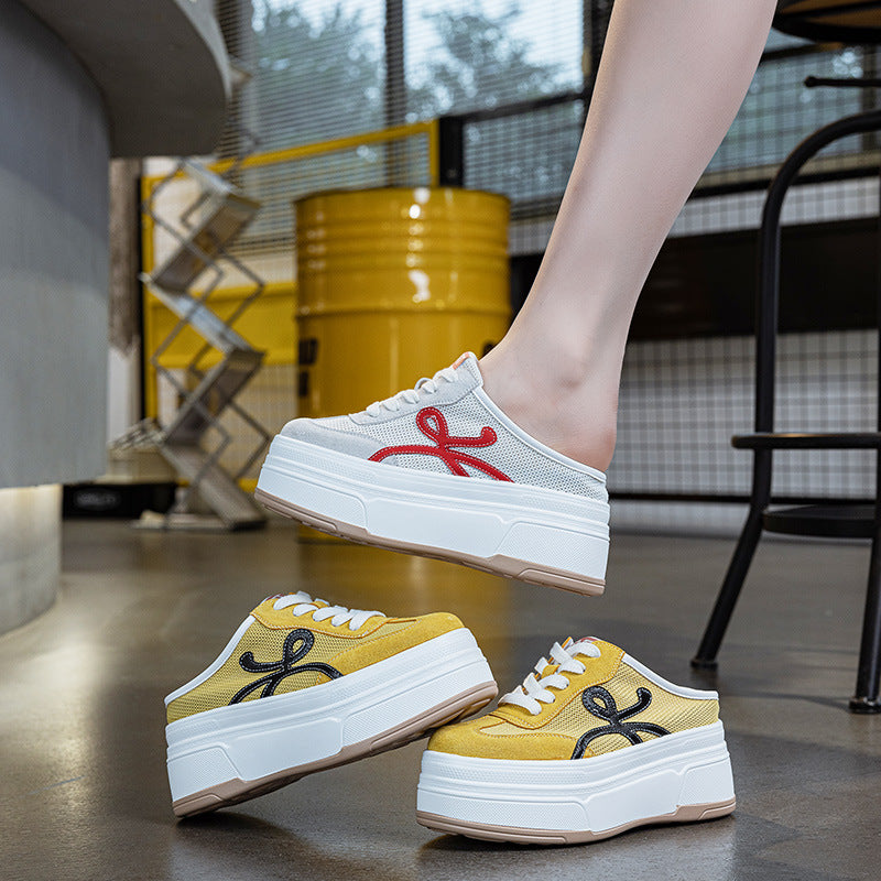 Half Color Matching Mesh Small Bottom Slippers