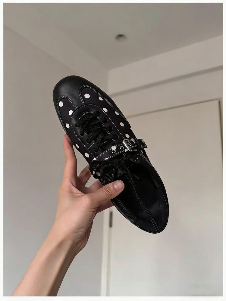 Women's Polka Dot Square Toe Flat Bottom Women's Casual Shoes