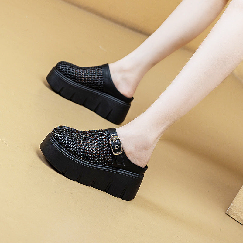 Women's Trendy Thick Bottom Toe Cap Half Summer Soft Thick-soles Slippers