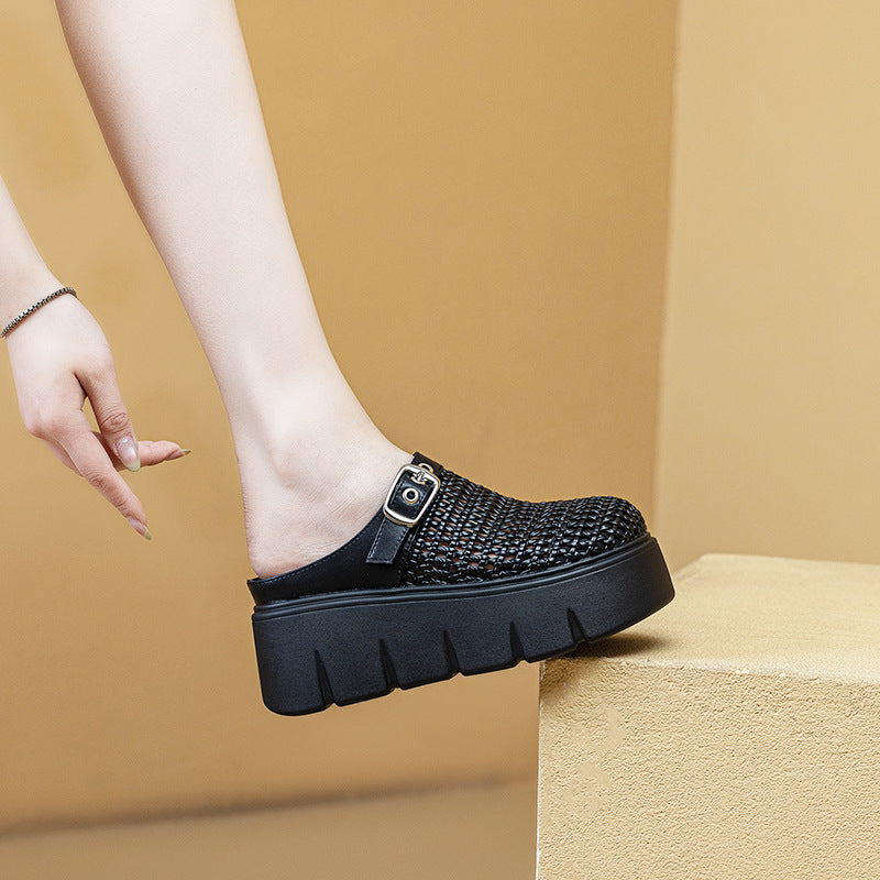 Women's Trendy Thick Bottom Toe Cap Half Summer Soft Thick-soles Slippers