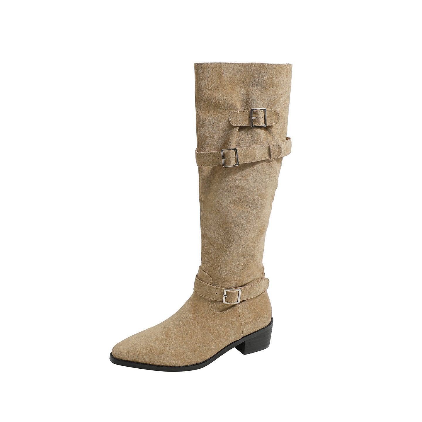 Toe Thick Mid Suede Loose Large Tube High Circumference Long Boots
