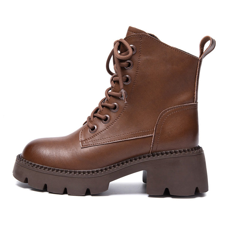 Women's Washed Retro Fashion British Style Platform Boots