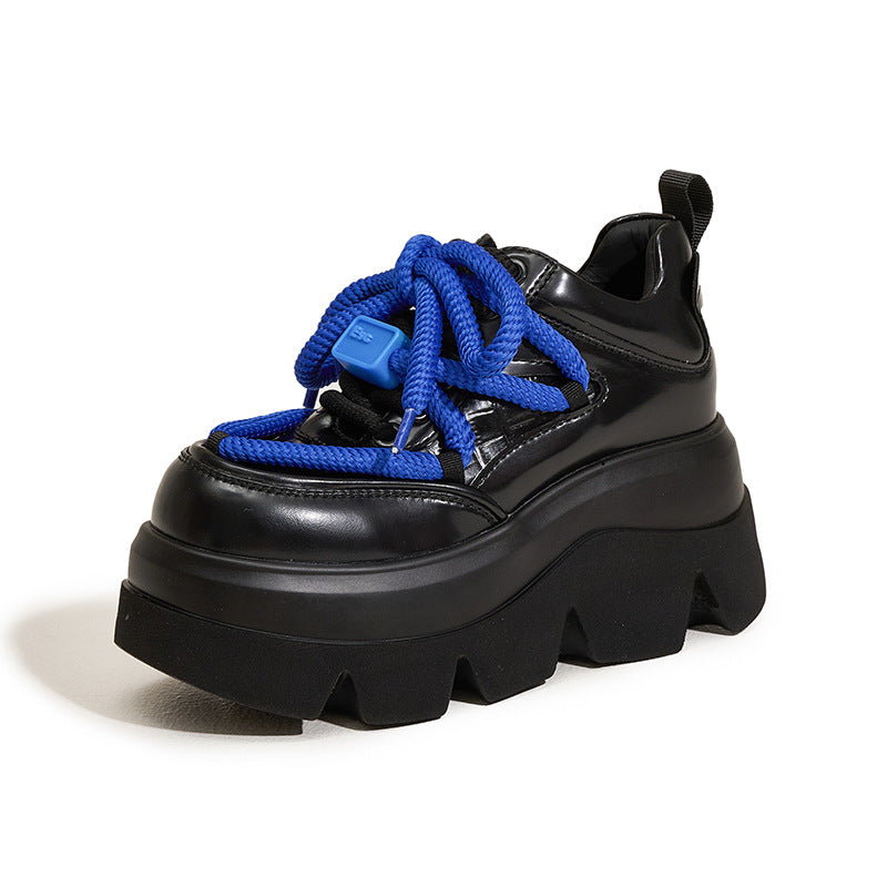 Women's Black Daddy Autumn Invisible Elevated Fashion Sneakers