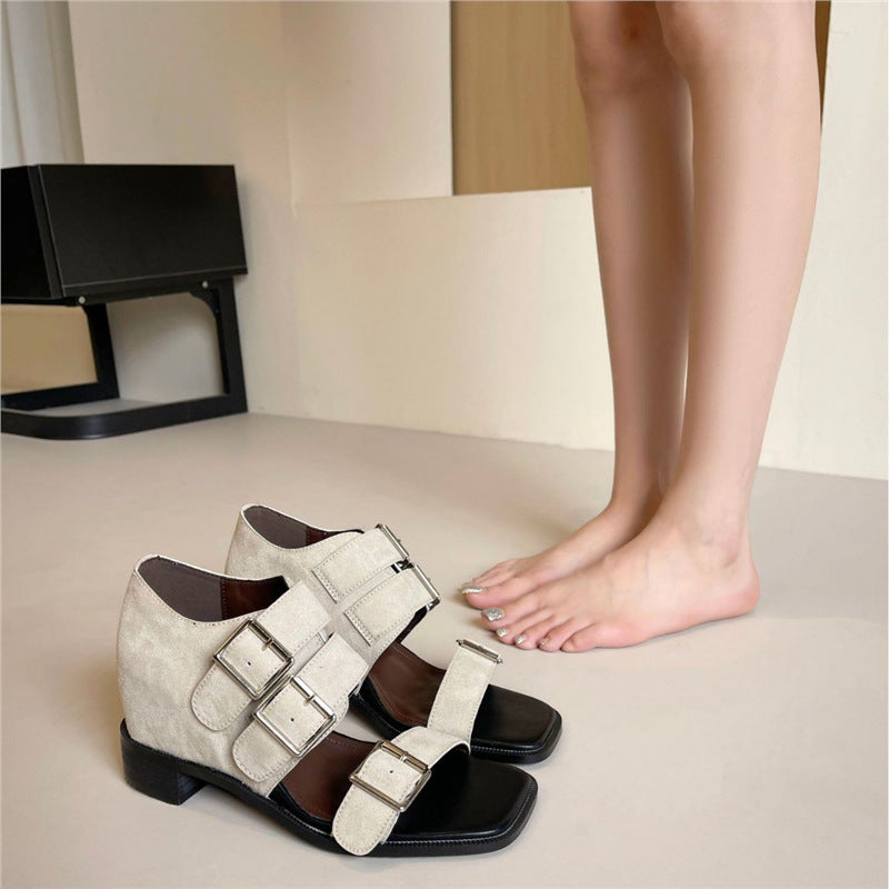 Women's Summer Wear Retro Platform Soft Bottom Open Women's Casual Shoes