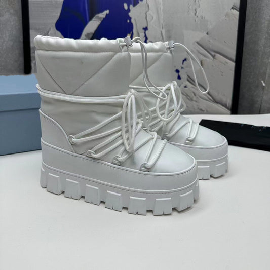 Women's Raise The Bottom Nylon Fabric Contraction Band Snow Boots