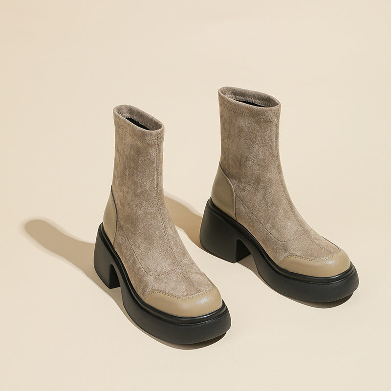 Women's Suede Dr. Martens Platform Ankle Chunky Boots