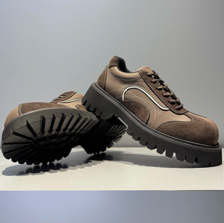 Men's Thick Bottom Trendy Big Head Fashion Men's Casual Leather Shoes