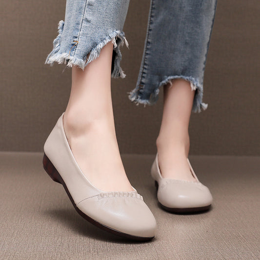 Women's Genuine Shallow Mouth Flat Plus Size Round Toe Casual Shoes