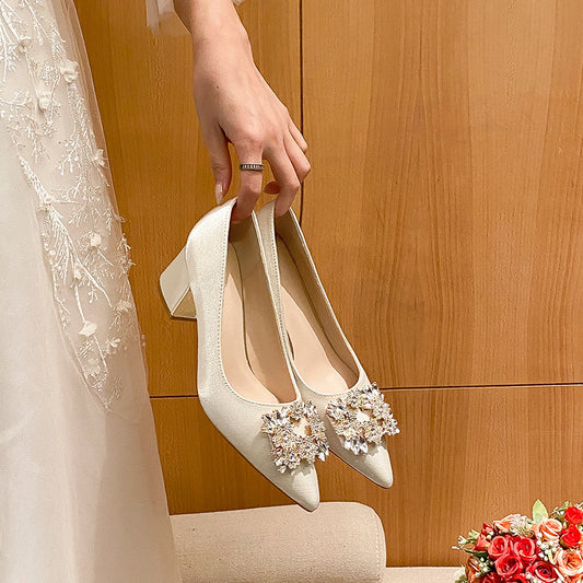 Large Size Fat Feet Wide Chunky Mom Red Wedding Women's Fashion Shoes