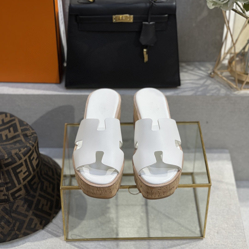 Women's High Wedge Solid Color Platform Roman Slippers