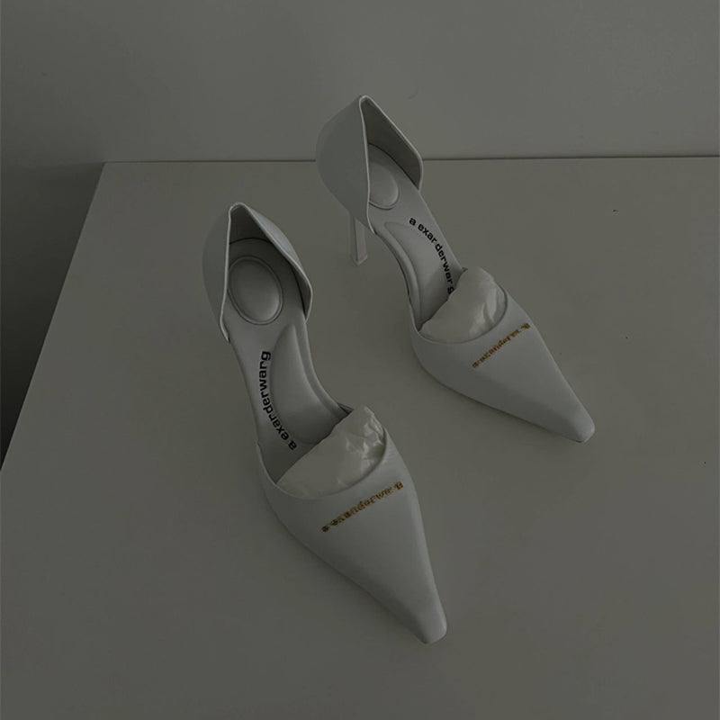 Women's Square Toe High Stiletto Sexy White Low-cut Women's Shoes