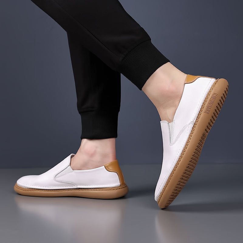 Men's Summer Slip-on Soft Bottom Cowhide Breathable Casual Shoes