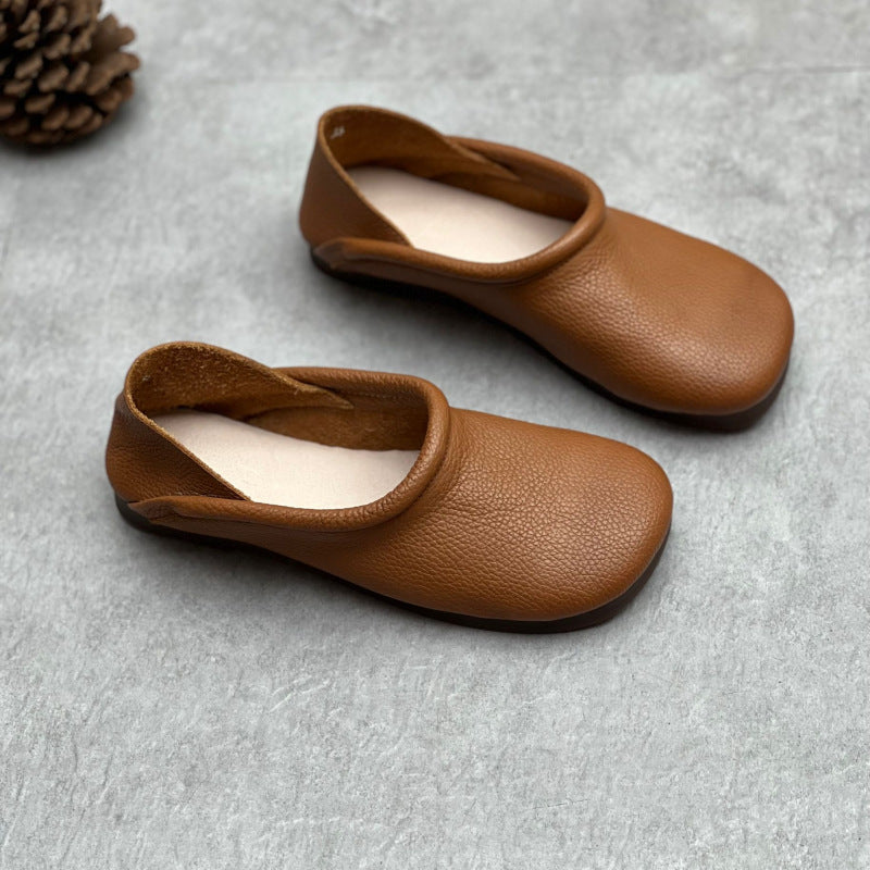 Women's Genuine Two-way Wear Square Toe Flat Bottom Personalized Ethnic Women's Casual Shoes
