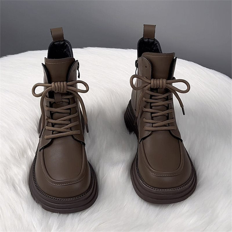 Martin Female Autumn British Style Platform Women's Leather Boots