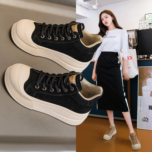 Women's Authentic Autumn Matte Platform Increased Plus Casual Shoes