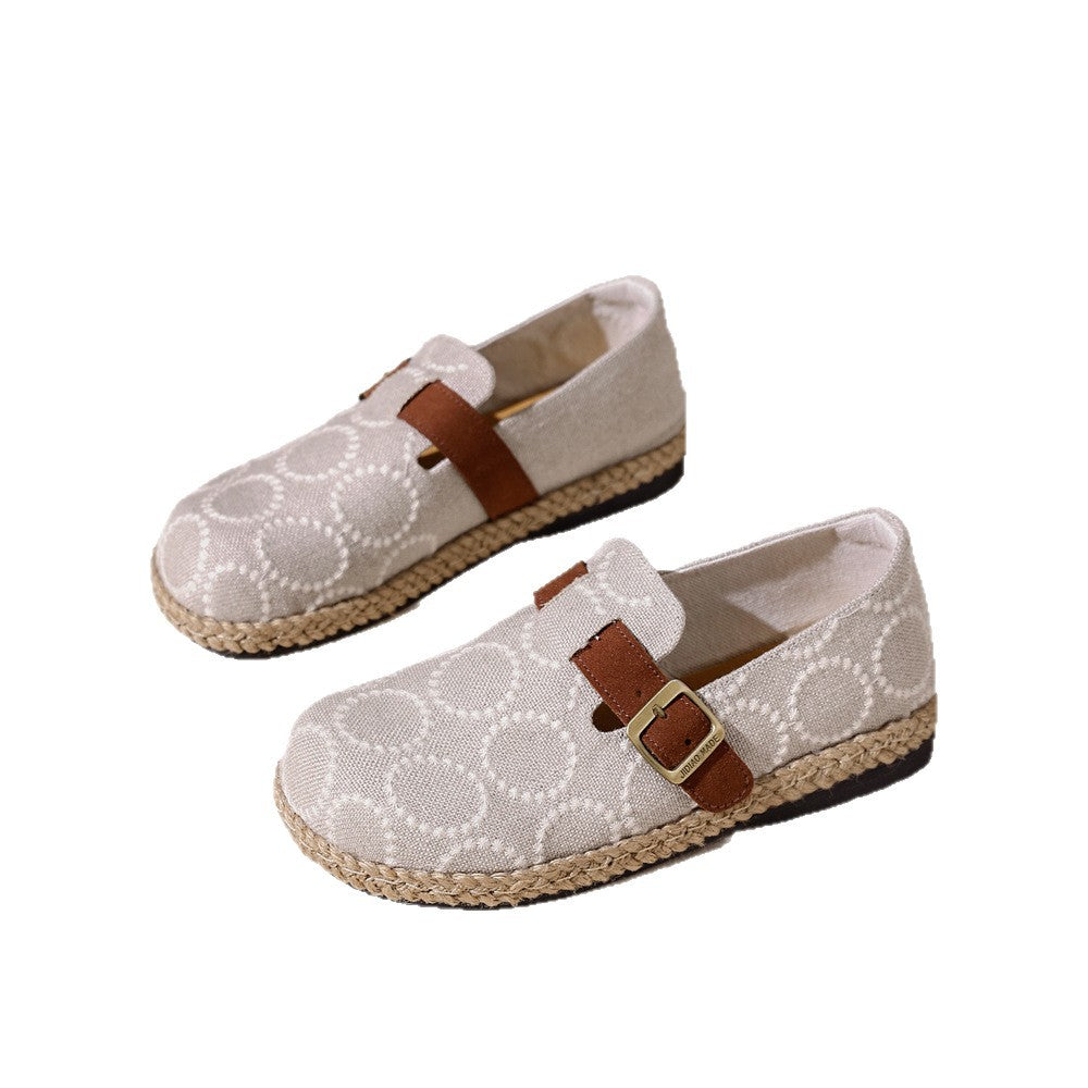 Women's Very Retro Circle Embroidered Breathable Linen Women's Casual Shoes