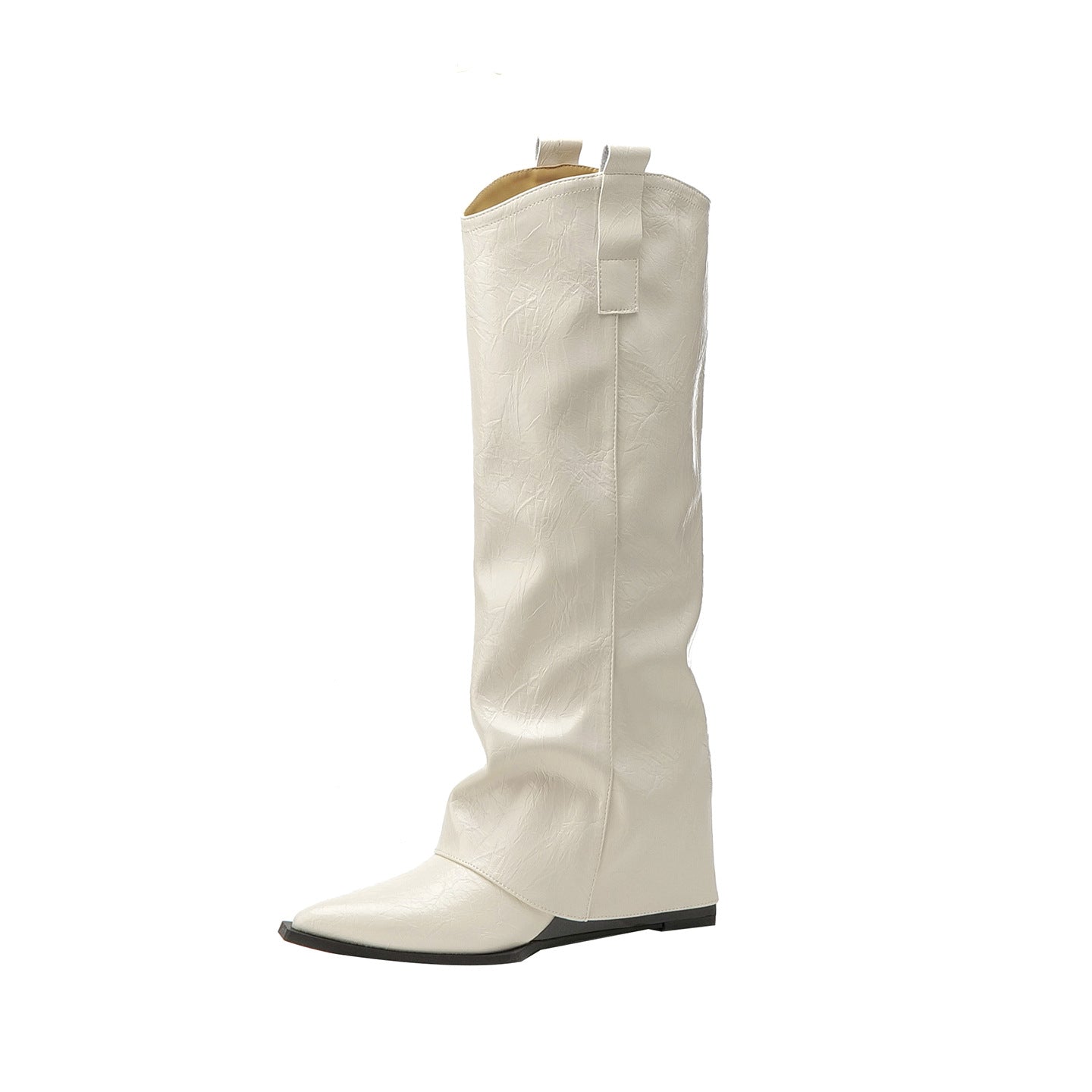 Women's Hot Khaki Chunky Pantyhose Below The Knee Brown Western Cowboy Women's Leather Boots