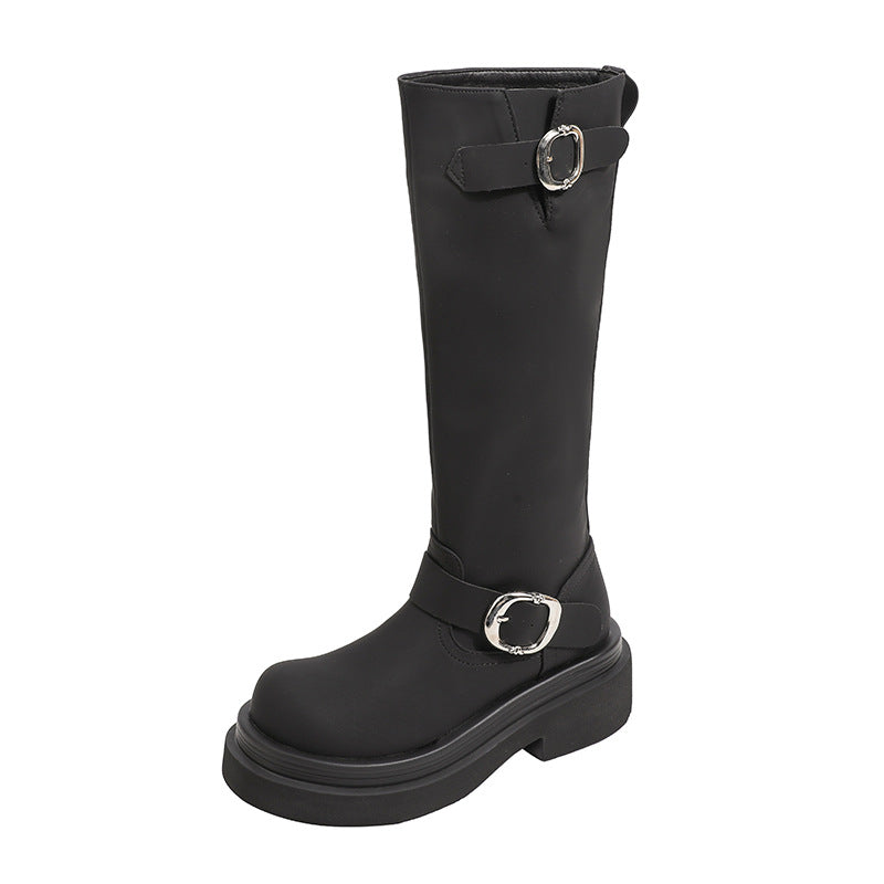 Women's Popular Small Height Increasing Thick Bottom Women's Leather Boots