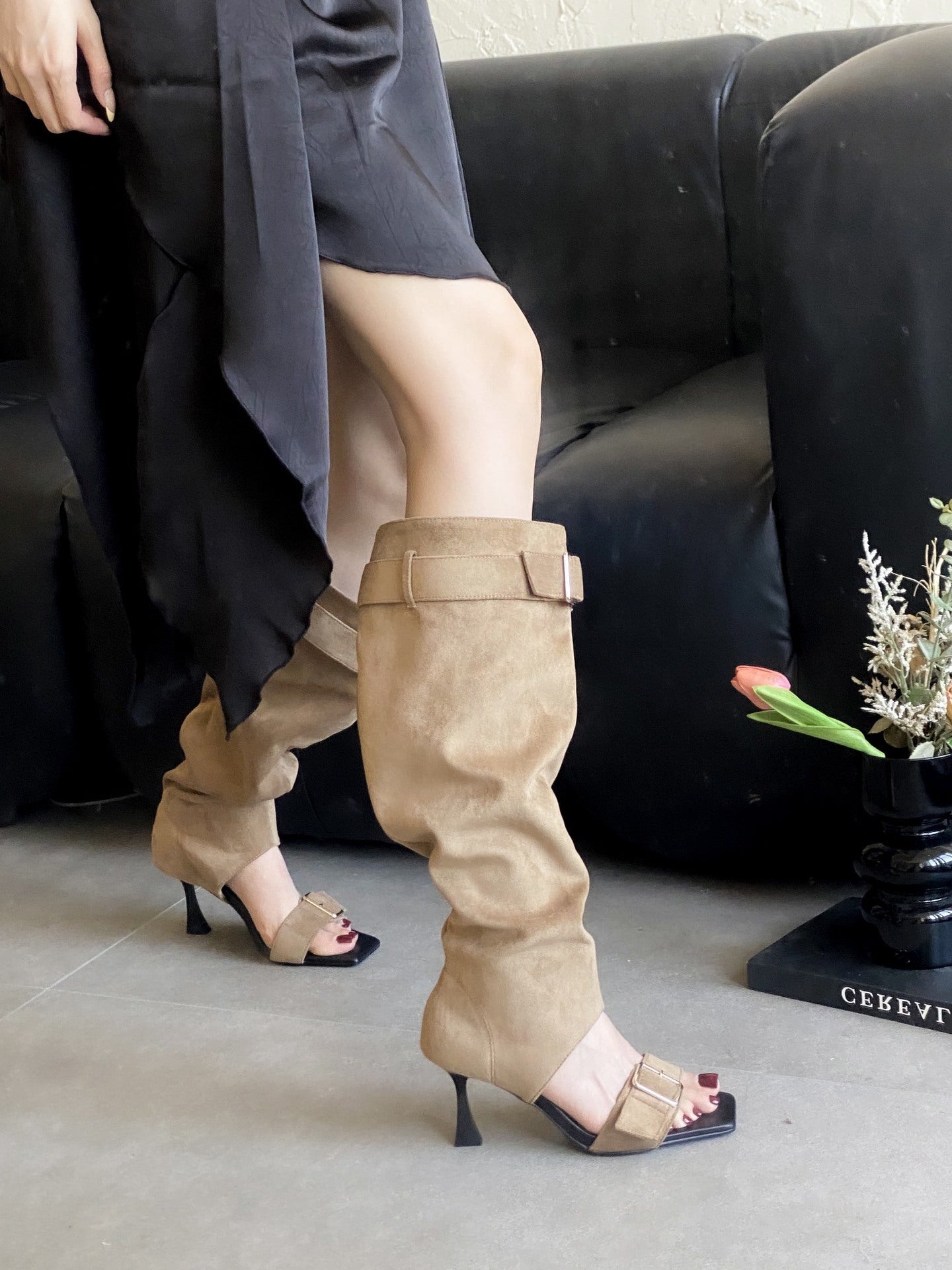 Attractive Square Head High-heeled Strap Limp High Heeled Sandals