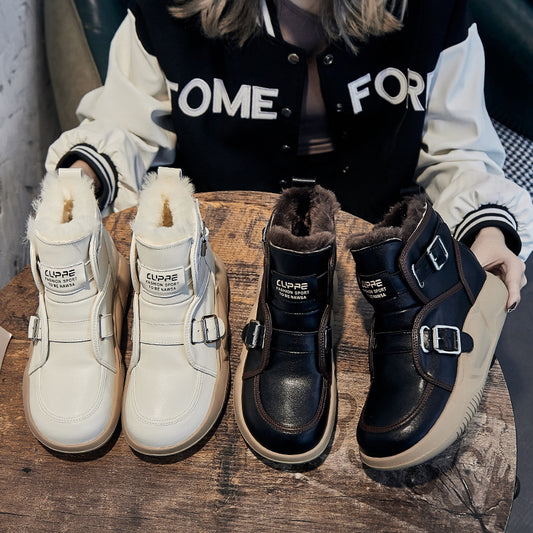 Women's Style Platform Female Fleece-lined Hight Increasing Boots