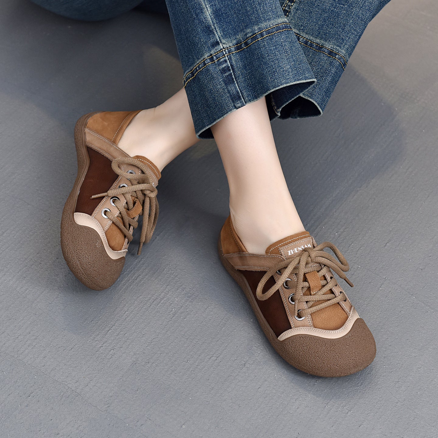Women's Spring Retro Comfort Color Matching Front Breathable Flat Women's Casual Shoes