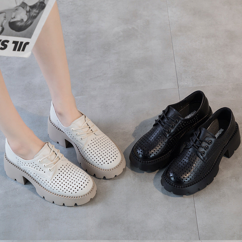 Women's Thick Pumps Spring High Genuine Platform Casual Shoes