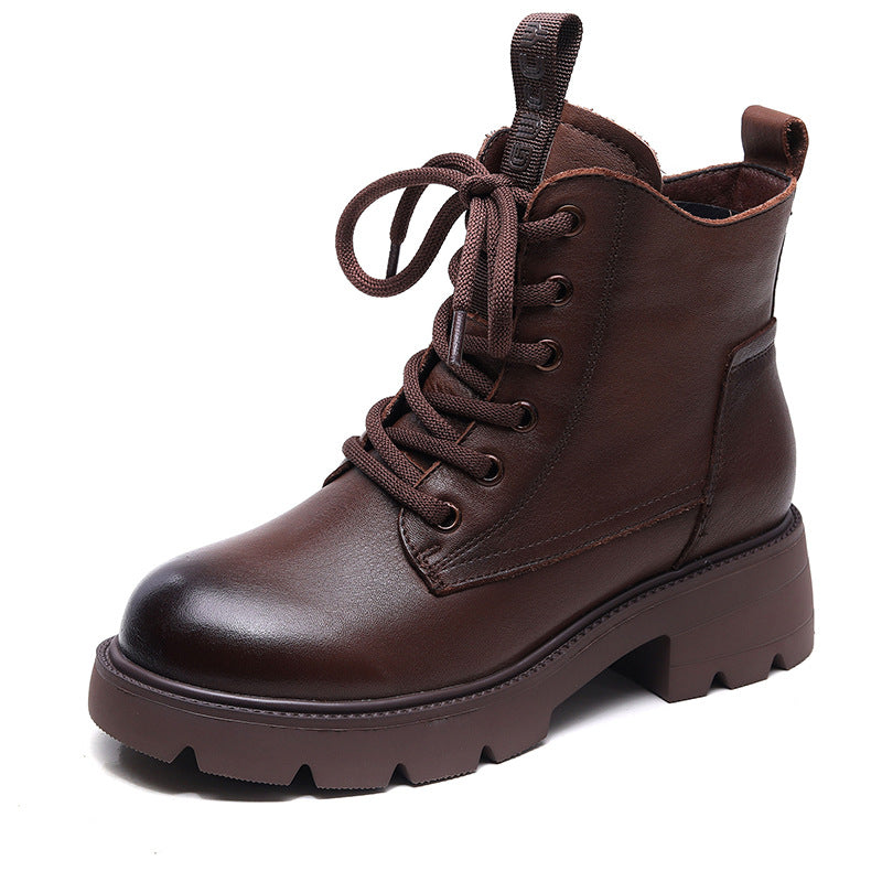 Women's First Layer Cowhide Rubber Foam Bottom Single Women's Leather Boots
