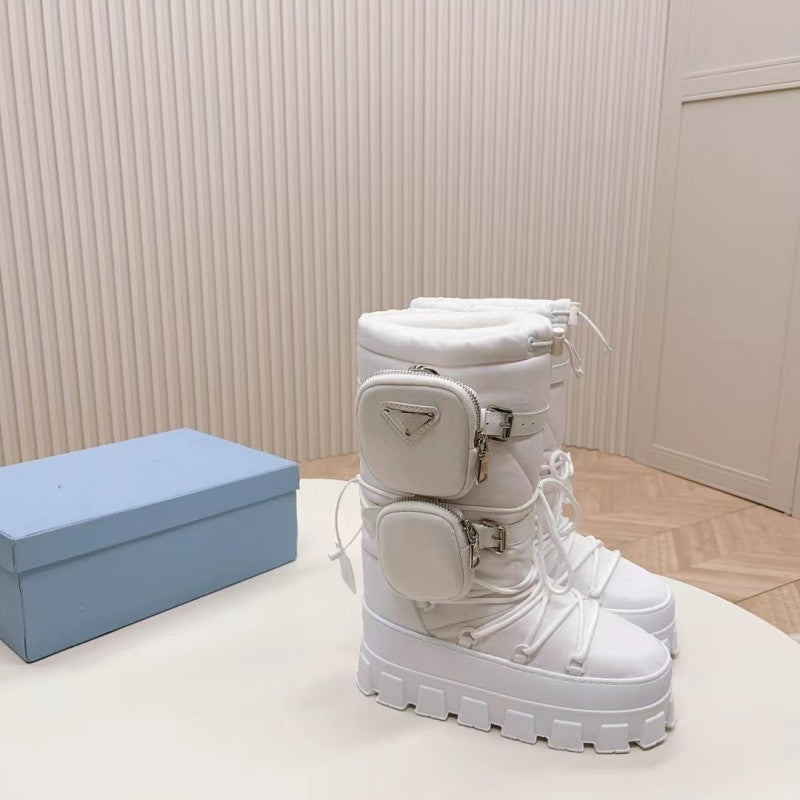Women's Raise The Bottom Nylon Fabric Contraction Band Snow Boots