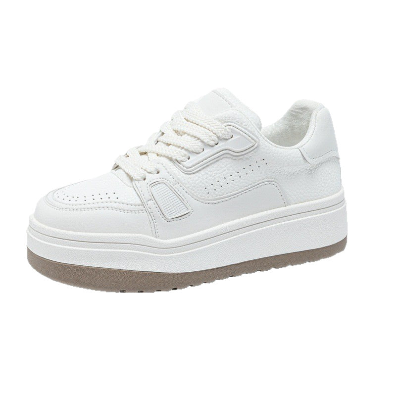 Women's Sole Height Increasing Open-door Red White Spring Versatile Women's Board Shoes