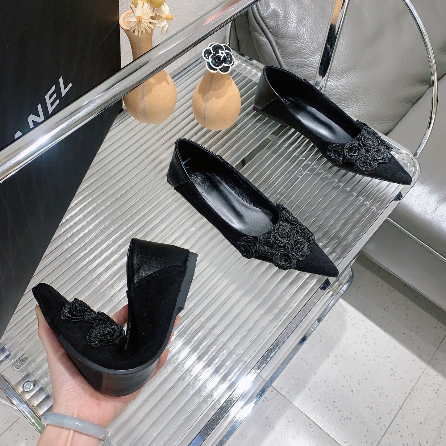 Women's Toe Pumps Small Broken Flower Personality Soft Bottom Women's Fashion Shoes