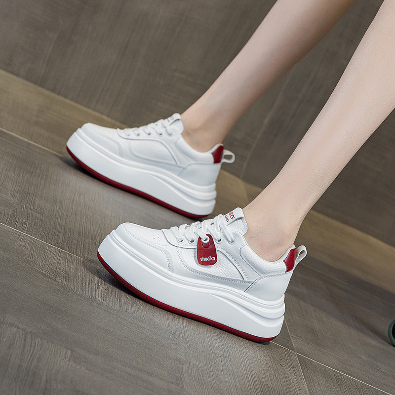 Women's Spring Hidden Platform White Wedge Fashion Small Women's Casual Shoes