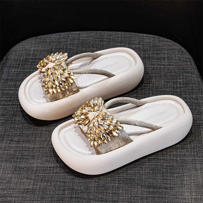 Women's Version Thick Bottom For Outdoors Breathable Height Increasing Leisure Slippers