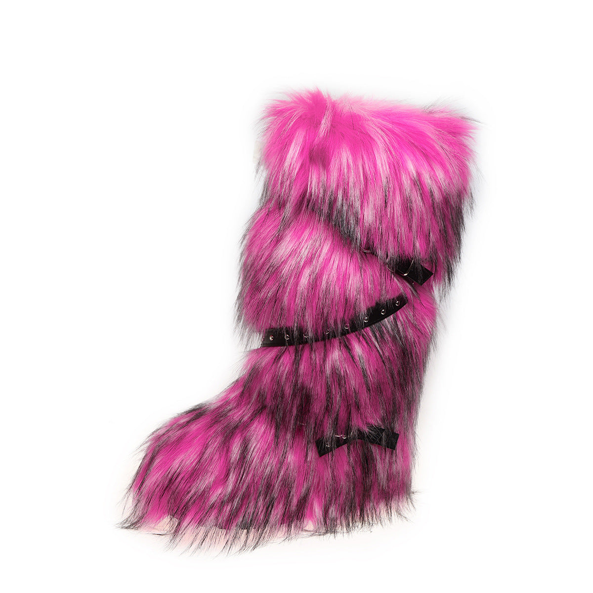 Asian Culture Belt Buckle Plush Hot Rivet Fur Large Women's Snow Boots