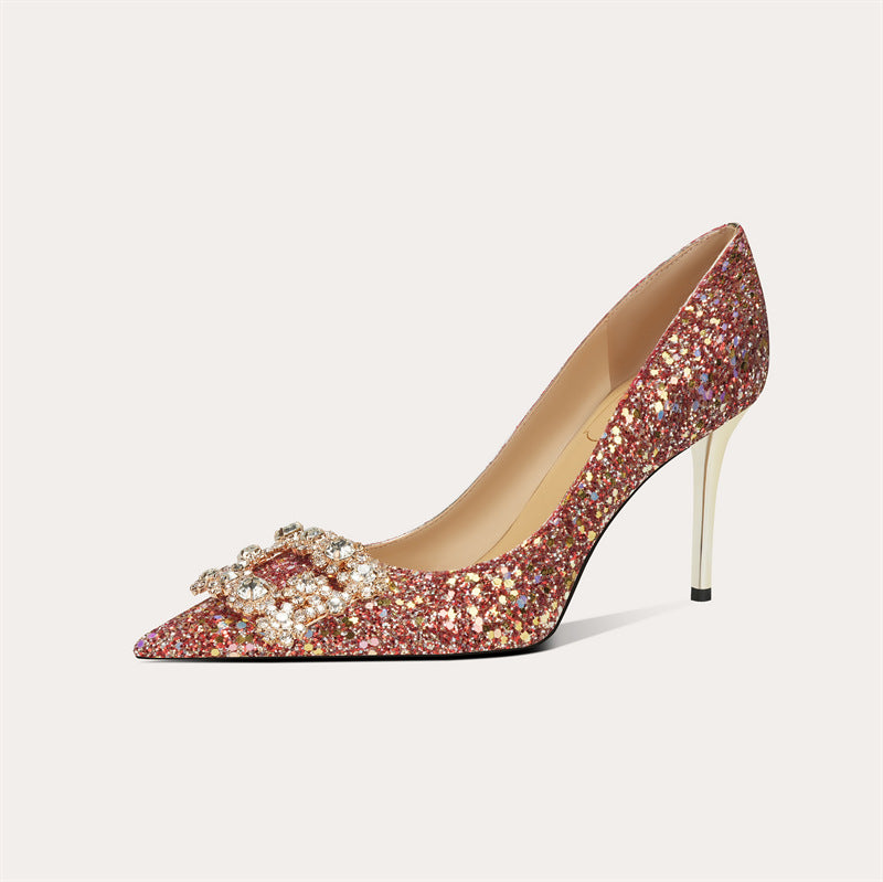 Women's Wear Not Tired Feet Crystal High Pointed Women's Fashion Shoes