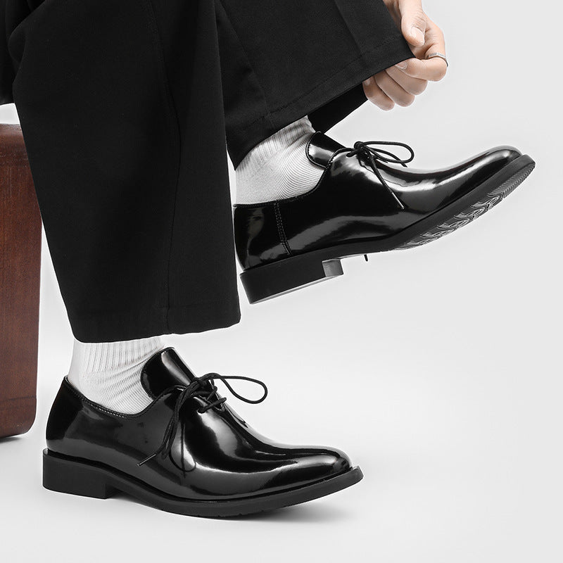 Men's Black Fashion Performance Suit Dancing Business Men's Casual Leather Shoes