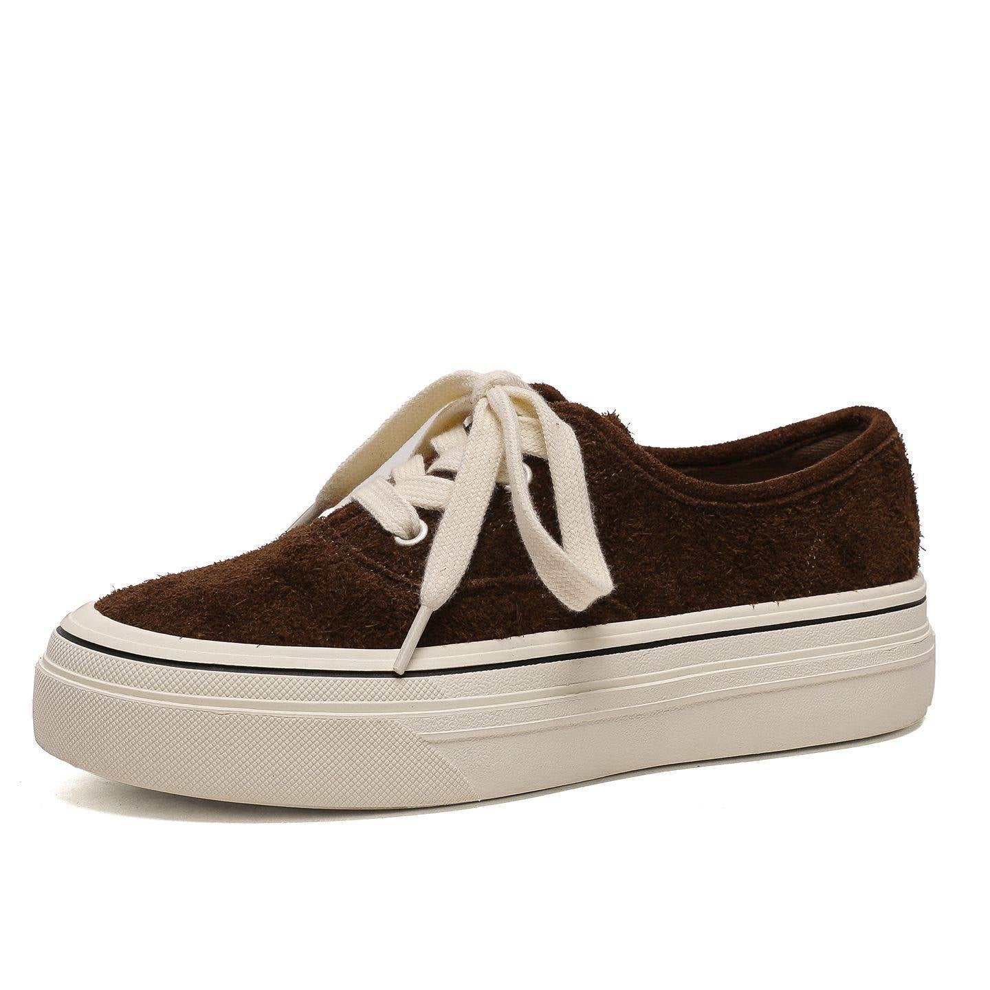 Women's Biscuit Shape Soft Bottom Wild First Layer Cowhide Sports Women's Casual Shoes