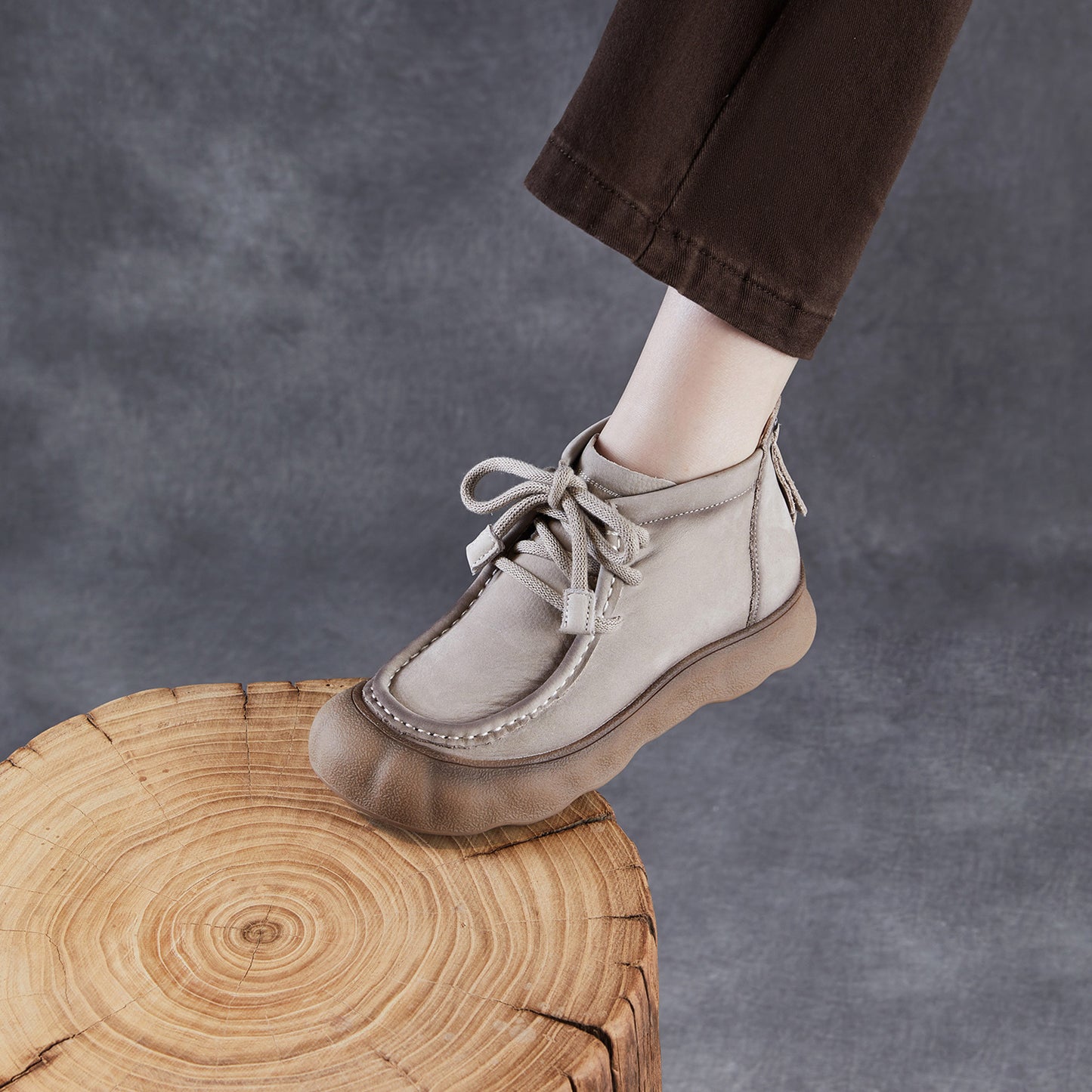 Women's Retro Ankle First Layer Cowhide Handmade Art Soft Bottom Women's Leather Boots