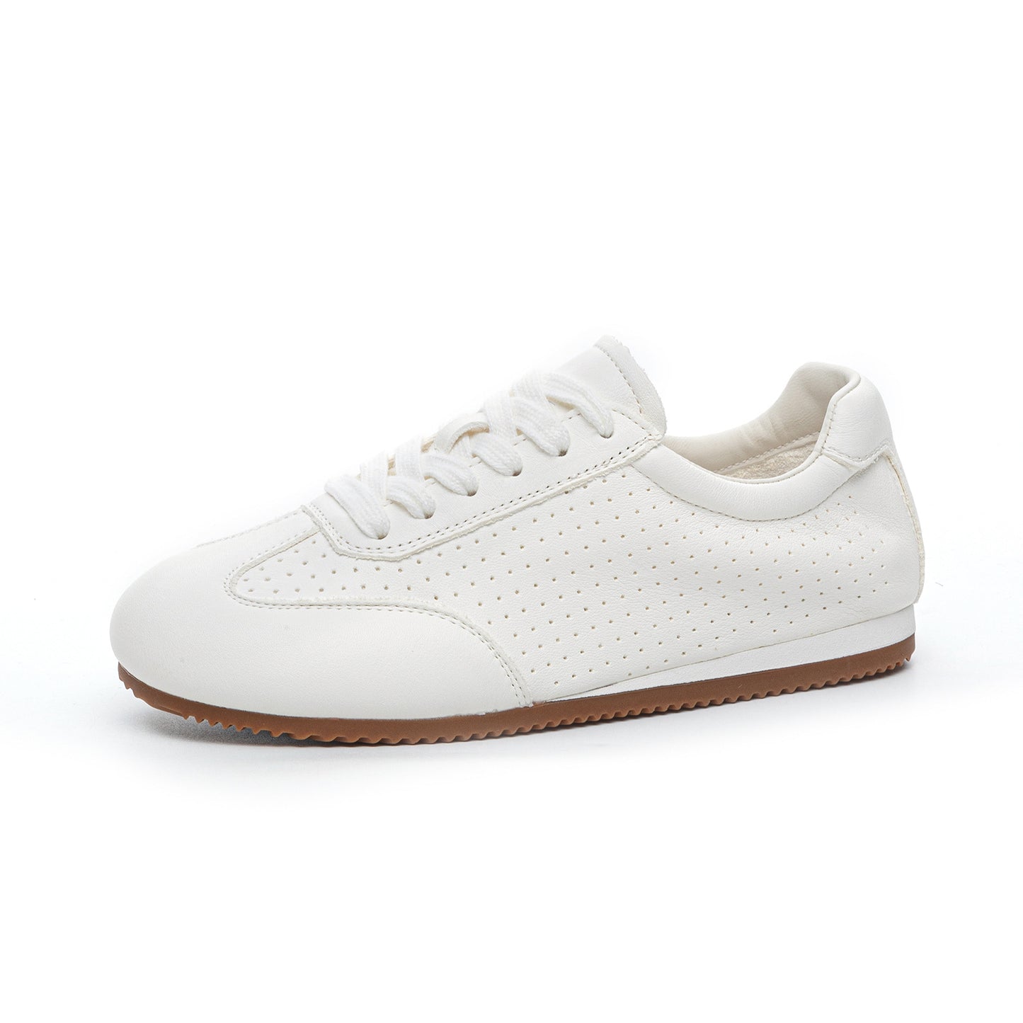 Women's White Summer First Layer Cowhide Platform Elevator Wild Casual Shoes