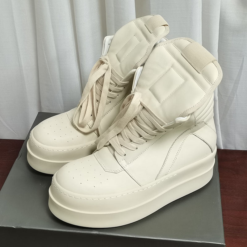 Men's Cowhide Inverted Triangle Thick Bottom Increased Men's Shoes