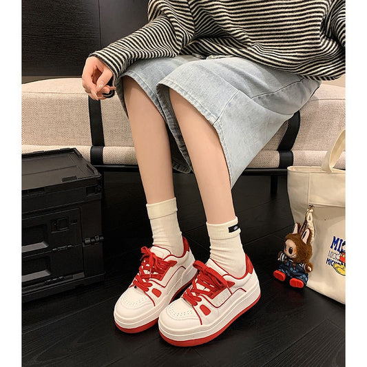 Women's White Versatile European Retro Muffin Sports Leisure Men's Shoes