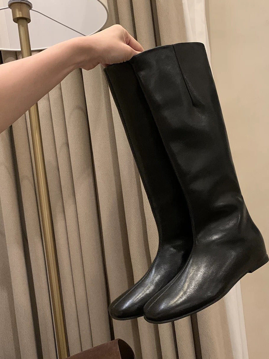 Below The Knee Korean Style British Knight Slim Fit Veet Boots
