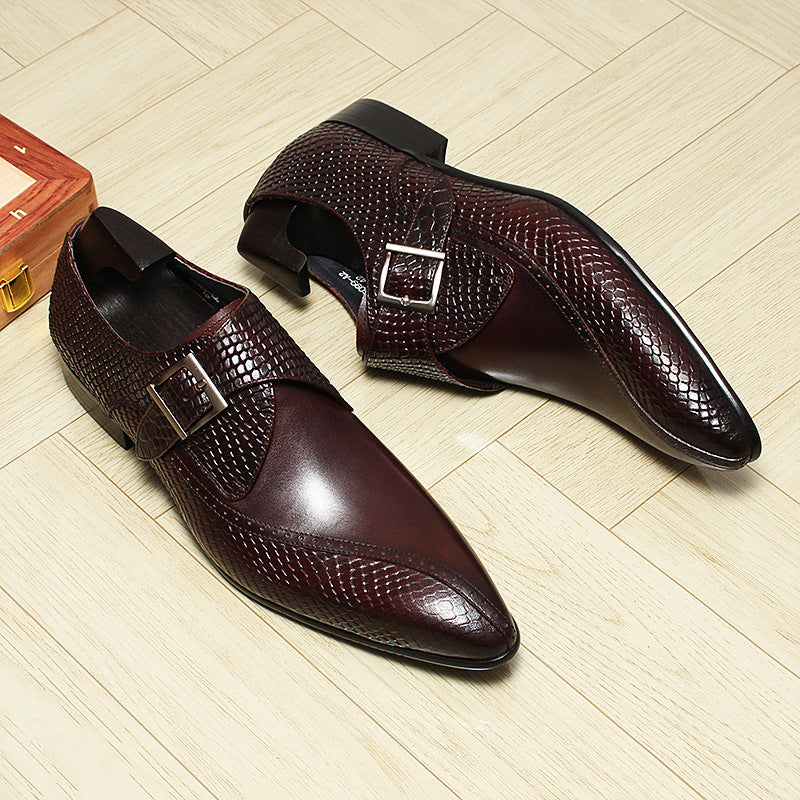 Men's Buckle European Fashion Formal Wear British Pointed Monk Men's Shoes