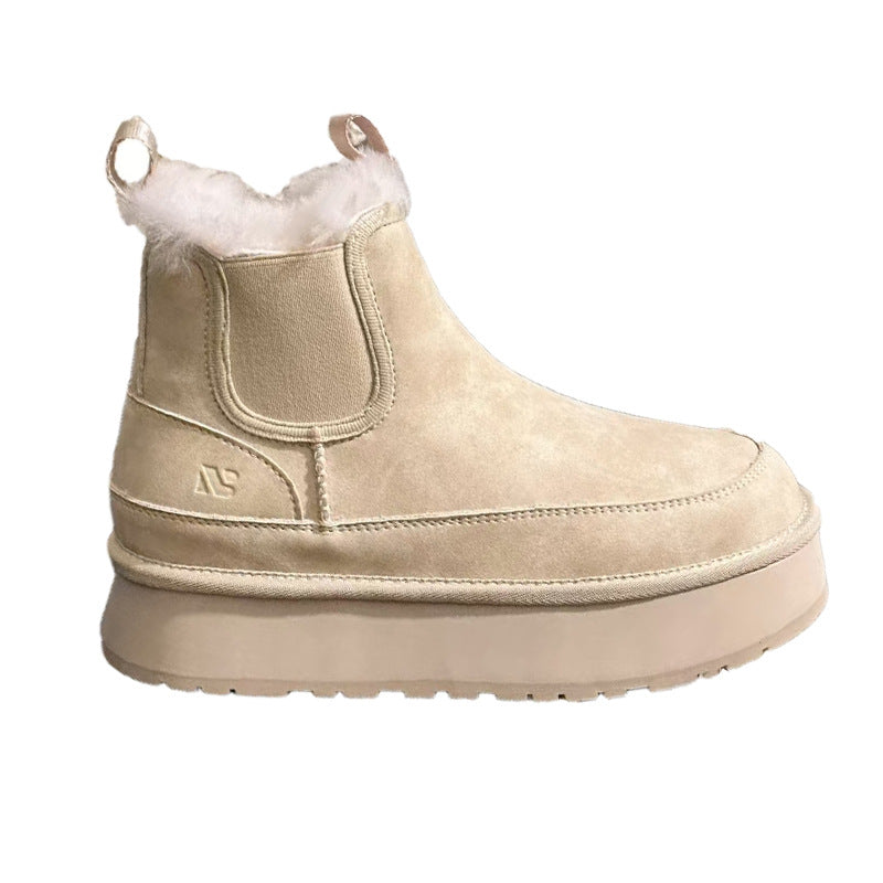 Women's Genuine Real Fur Winter Thick Bottom Snow Boots