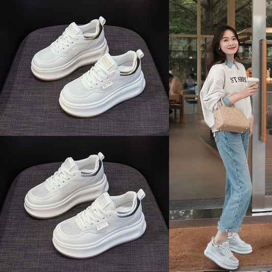 Women's White Summer Platform Height Increasing Insole Fashion Women's Shoes