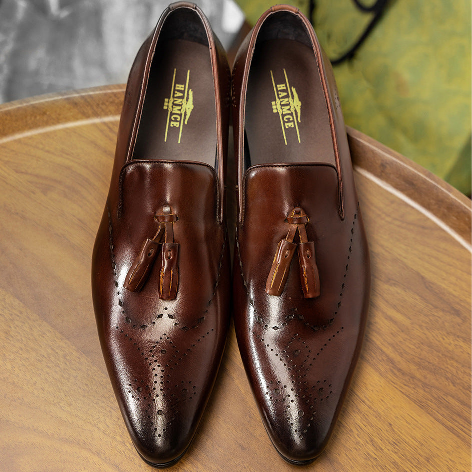 Men's Formal Wear Tassel Slip-on Pointed Men's Business Leather Shoes