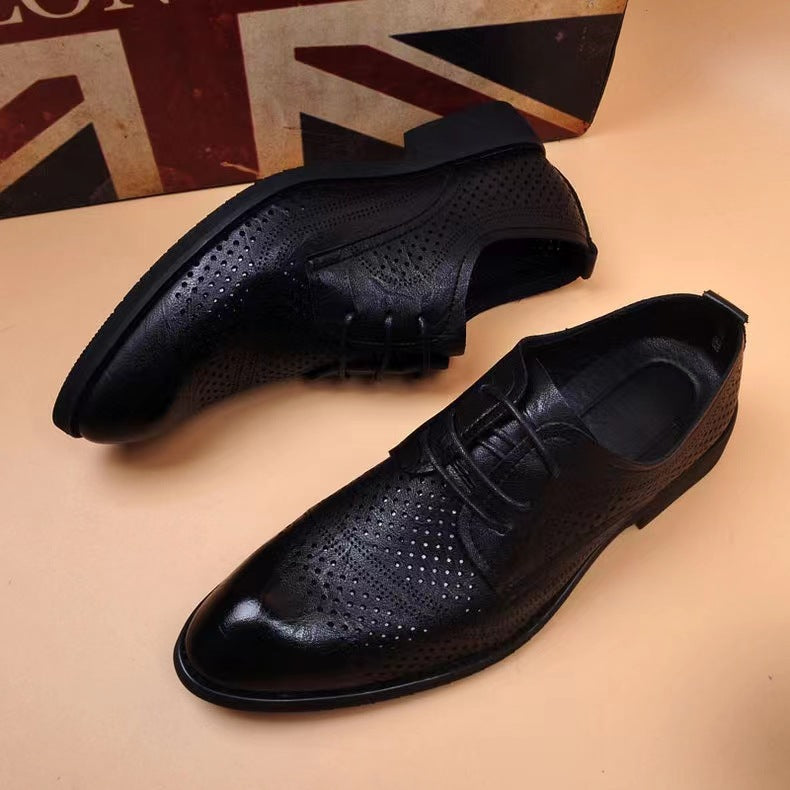 Trendy Korean Style Pointed Soft Breathable Comfortable Business Boys Leather Shoes