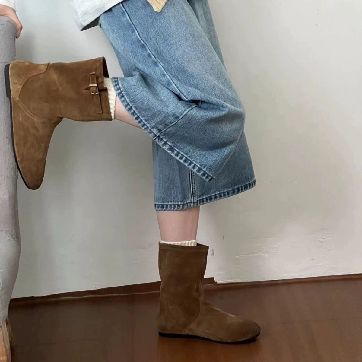 Women's Retro Easy Matching Height Increasing Insole Round Toe Western Cowboy Boots