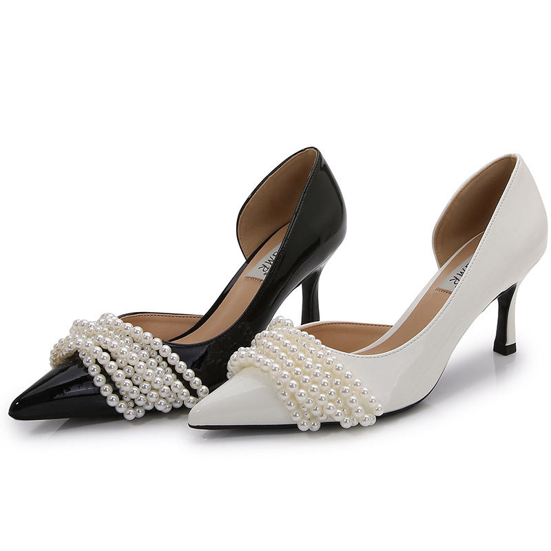 Stiletto High Pearl Fairy Style White Medium Wedding Bridesmaid Women's Fashion Shoes